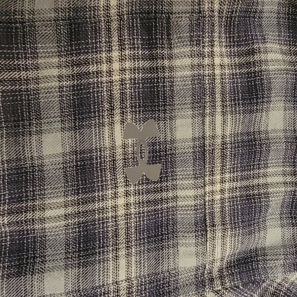 Under Armour Flannel Shirt Mens Medium Blue Plaid Tradesman Flex Snap Button Up - Picture 4 of 12